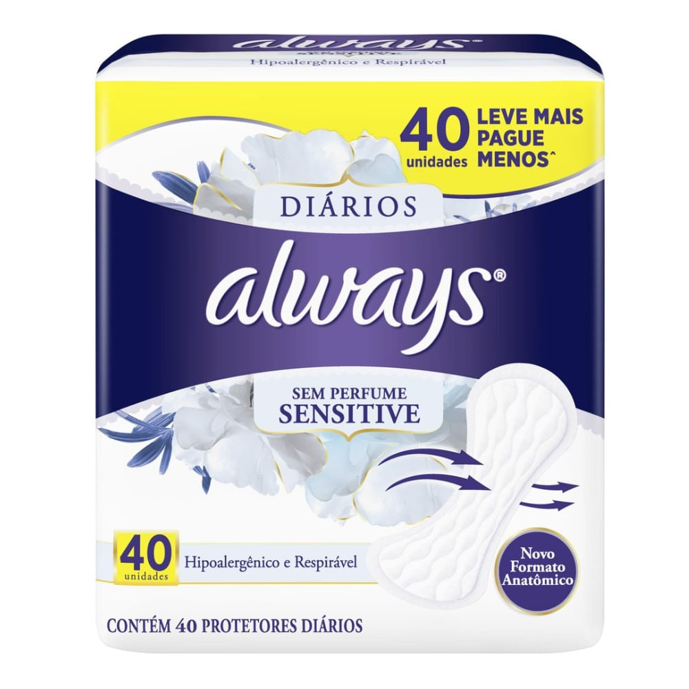 Protetor Diário Always Sensitive 40 Unidades
