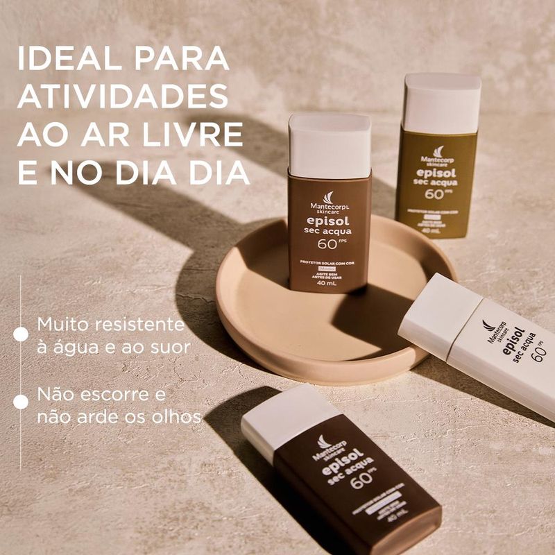 Protetor Solar Facial Episol Sec Acqua Sem Cor FPS 60 - 40mL