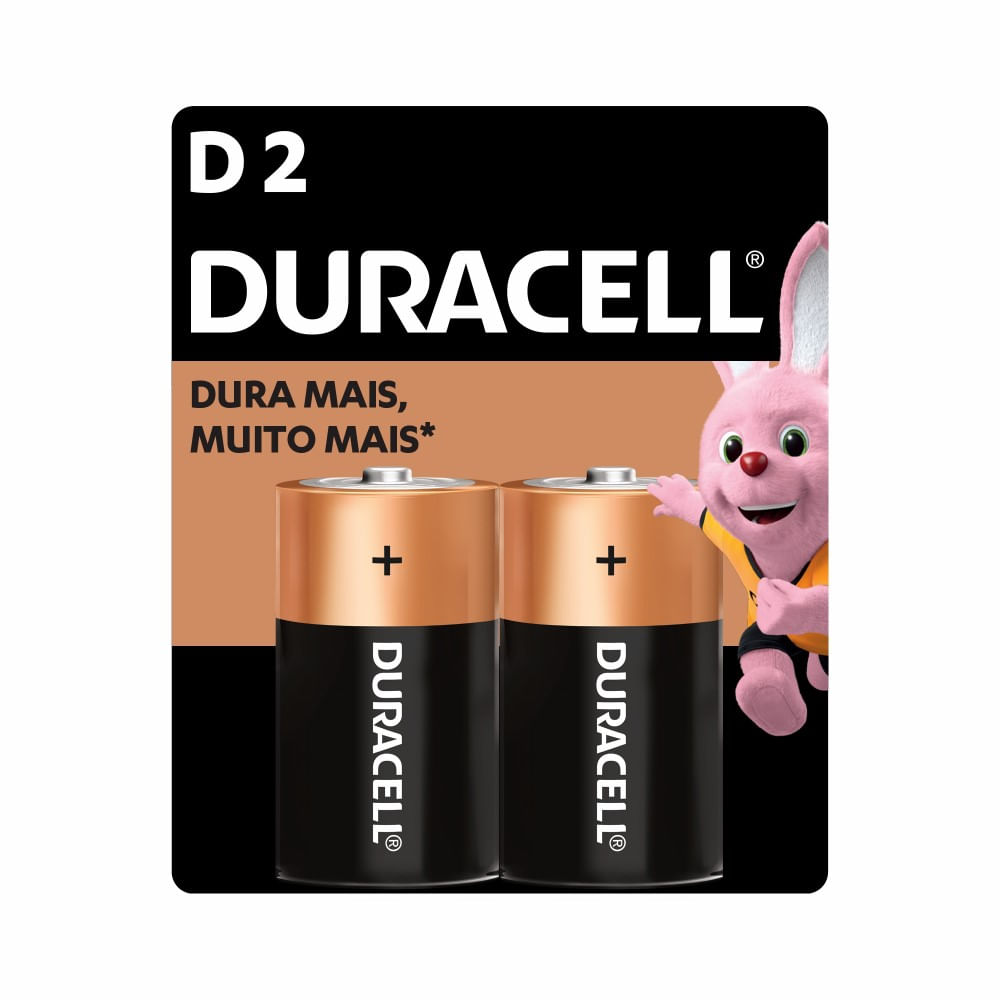 Pilha Alcalina Duracell Grande D 2 Unidades