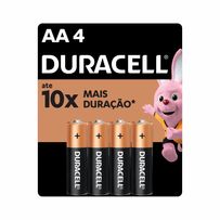 Pilha Alcalina Duracell Pequena AA 4 Unidades