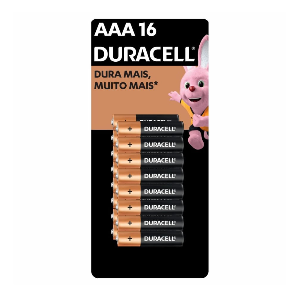Pilha Alcalina Duracell Palito AAA 16 Unidades