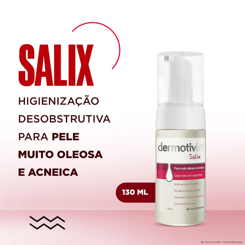 Espuma De Limpeza Facial Dermotivin Salix Para Acne 130ml - Drogaria  Venancio