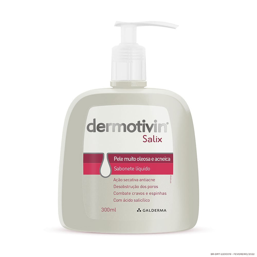Sabonete Líquido Facial Dermotivin Salix Para Acne 300ml