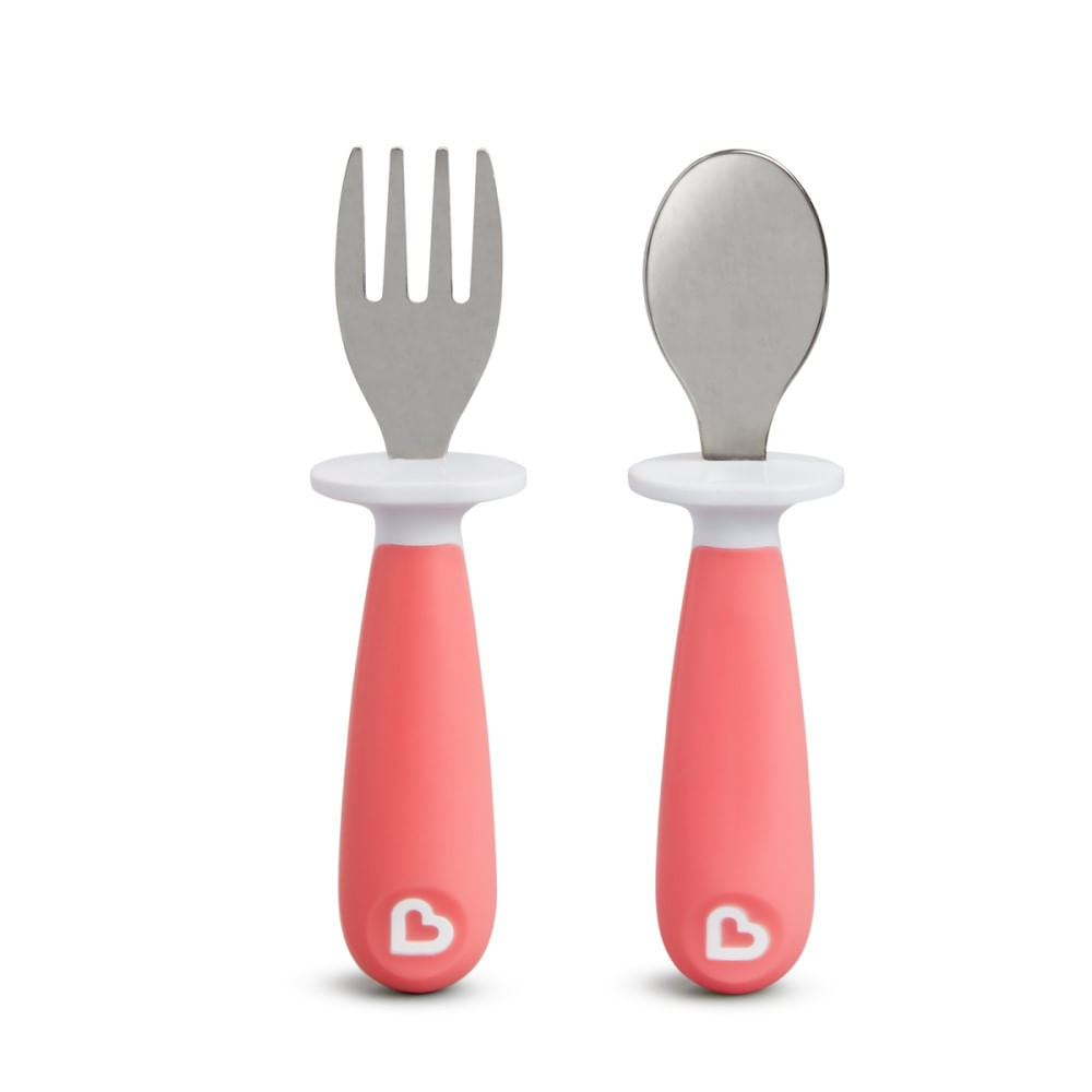 Kit Infantil Colher e Garfo Munchkin Rosa 2 Unidades