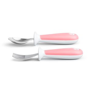 Kit Infantil Colher e Garfo Munchkin Rosa 2 Unidades