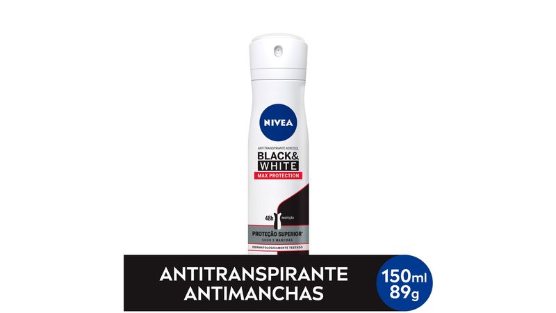 Desodorante Antitranspirante Aerosol Nivea Black & White Maxima Proteção  Feminino 150ml - Drogaria Venancio