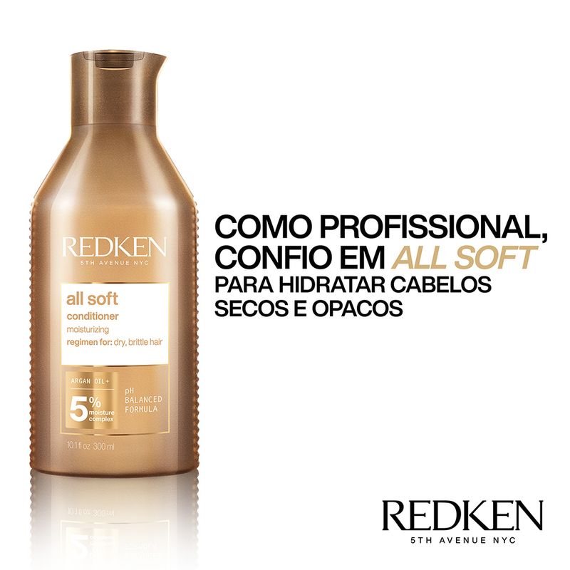 Kit Redken All Soft Shampoo Litro Condicionador Máscara G e Leave-in (4 produtos)