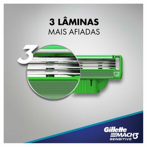 Kit Aparelho De Barbear Gillette Mach3 Sensitive 1 Unidade + Refil Para Barbear Mach3 Sensitive 3 Unidades + Espuma De Barbear Gillette Sensitive 56g