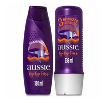 Kit Aussie Shampoo By Bye Friz 180ml + Condicionador Intensivo 3 Minute Miracle By Bye Friz 236ml
