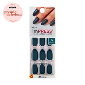 Unhas Autocolantes Impress Kiss Ny Amendoada Média Emerald 24 Unidades