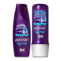 Kit Aussie Mega Moist Shampoo 180ml + Condicionador Intensivo 3 Minute Miracle 236ml
