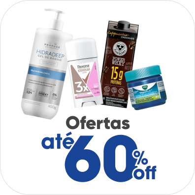 Ofertas com até 60% Off.