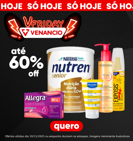 Só hoje! Produtos essenciais com até 60% de desconto