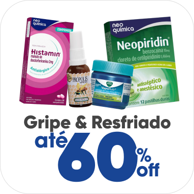 Contra gripe e resfriado com até 60% Off.
