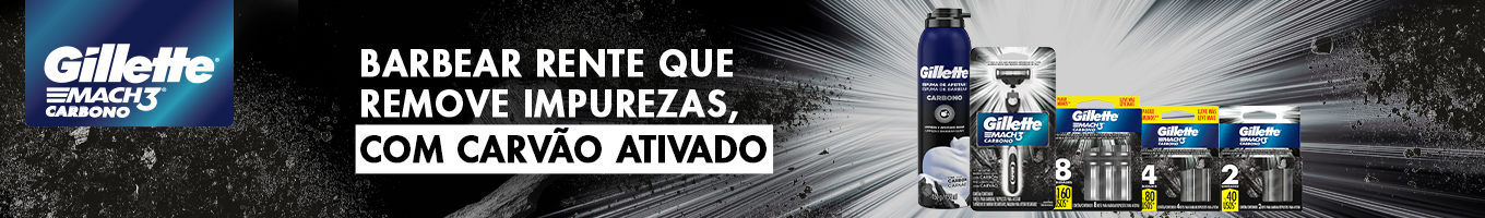 Gillette Mach 3 Carbono, com carvão ativado.