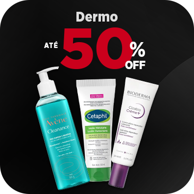 Dermocosméticos com até 50% Off.