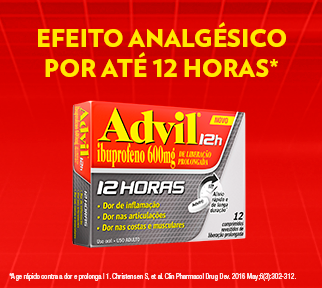 Advil, efeito analgésico por até 12 horas.