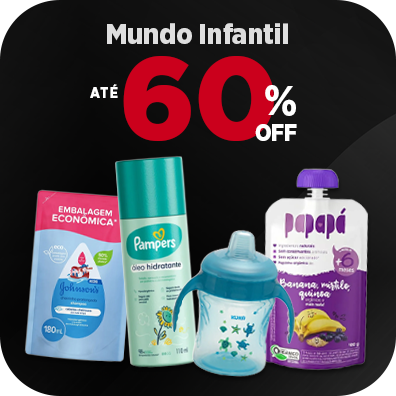 Mundo Infantil com até 60% Off.