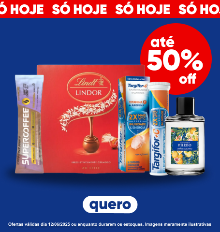 Só hoje! Produtos com até 50% Off.