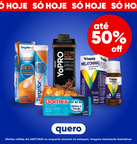 Só hoje! Produtos com até 50% Off.