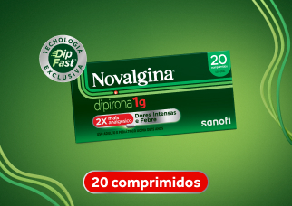 Novalgina Dip Fast com 20 comprimidos.