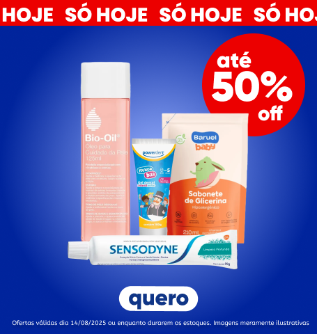 Só hoje! Produtos com até 50% Off.