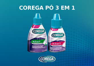 Novo Corega pó 3 em 1.